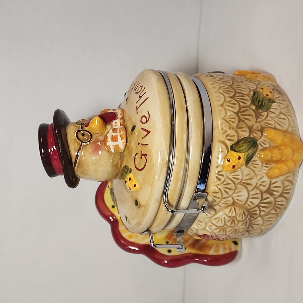 Turkey Biscuit Ceramic Cannister Jar  "Thanksgiving Theme" Home Decor Kitchen - Picture 3 of 12